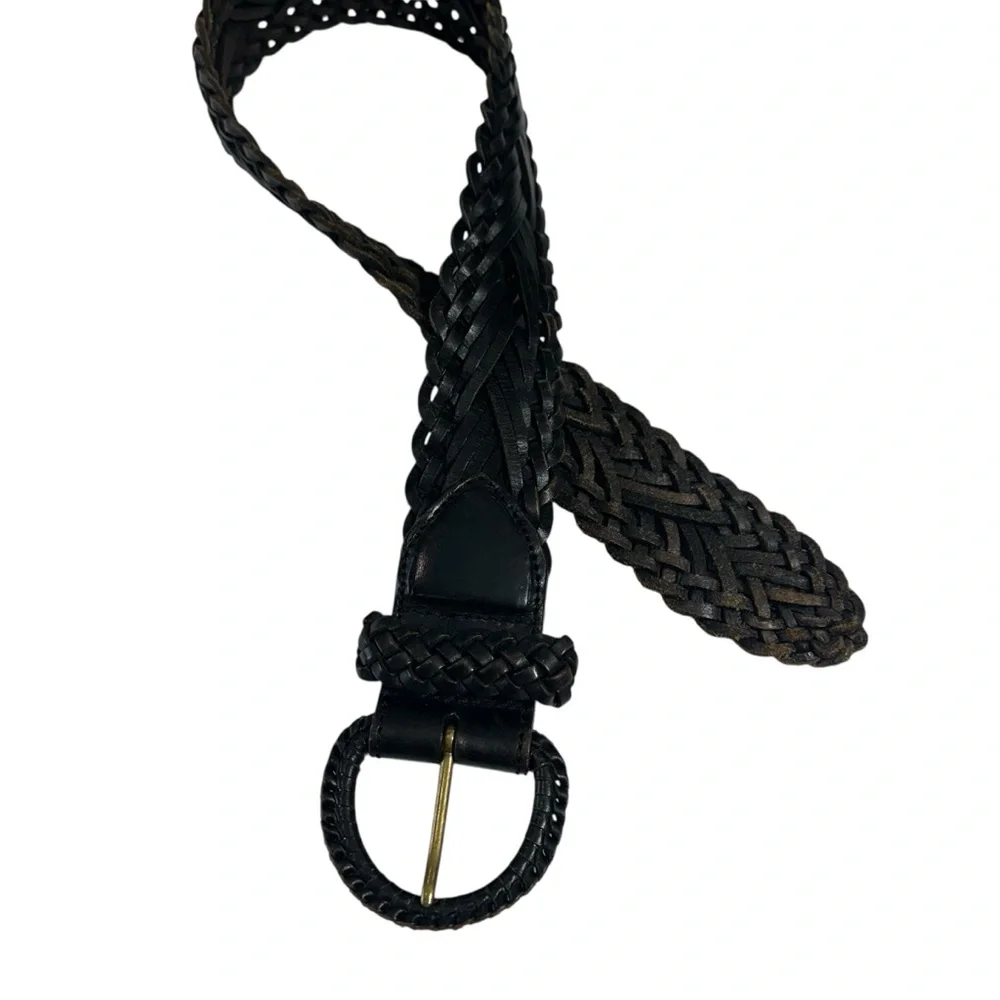 One World Brown Woven‎ Leather Bohemian Belt, S